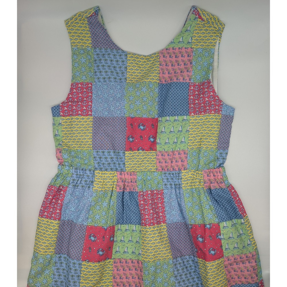 Vineyard Vines Girls Dress Size 16 Nautical Patchwork Sleeveless Starfish Beach‎